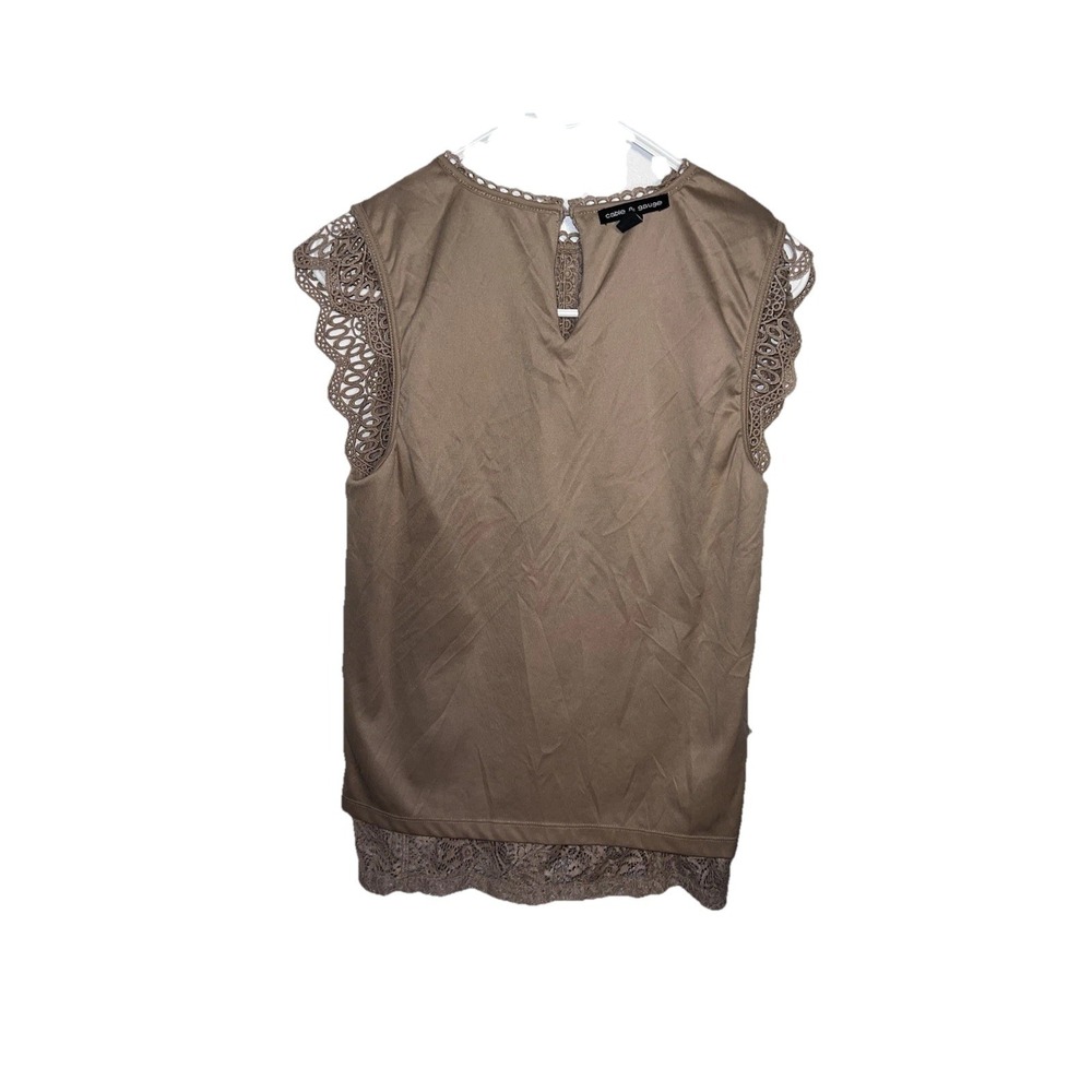 Cable & Gauge Bohemian Embroidered Lace Top Keyhole Back Lined Stretchy Size M - Picture 7 of 9